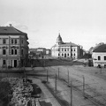 Dugonics tér - Tisza Lajos körút találkozása, jobbra szemben a Feketesas utca (a kép 1885 körül készült).