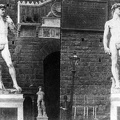 Michelangelo Dávid szobrának másolata a régi városháza, a Palazzo Vecchio bejáratánál.