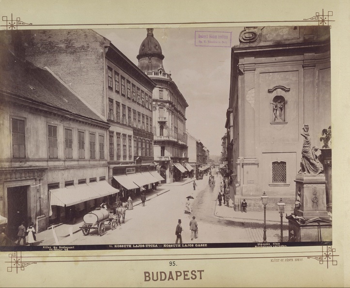 Kossuth Lajos utca a Ferenciek tere (Kígyó tér) felől nézve. A felvétel 1894 körül készült. A kép forrását kérjük így adja meg: Fortepan / Budapest Főváros Levéltára. Levéltári jelzet: HU.BFL.XV.19.d.1.07.096