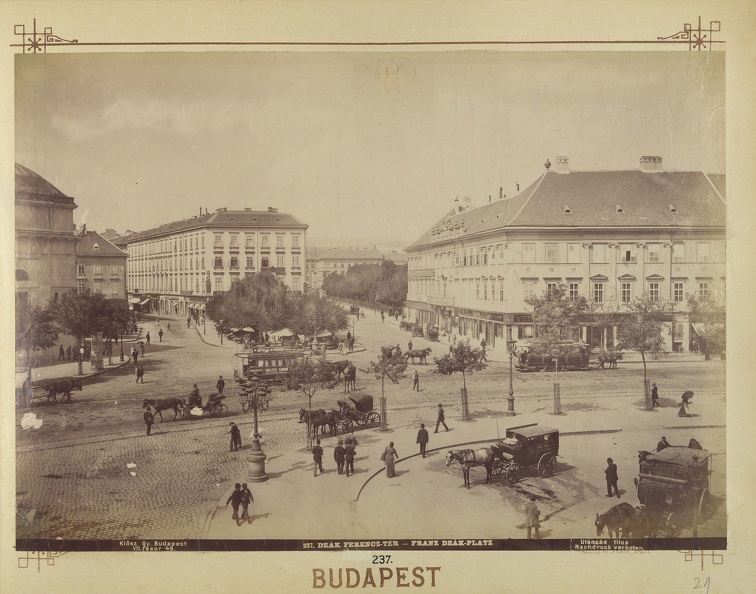 Deák Ferenc tér. A felvétel 1892-1895 között készült. A kép forrását kérjük így adja meg: Fortepan / Budapest Főváros Levéltára. Levéltári jelzet: HU.BFL.XV.19.d.1.08.040