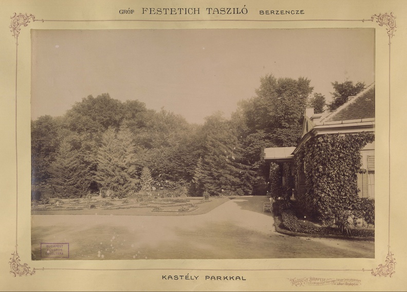 "A berzencei Festetics-kastély parkja. A felvétel 1895-1899 között készült." A kép forrását kérjük így adja meg: Fortepan / Budapest Főváros Levéltára. Levéltári jelzet: HU.BFL.XV.19.d.1.11.145