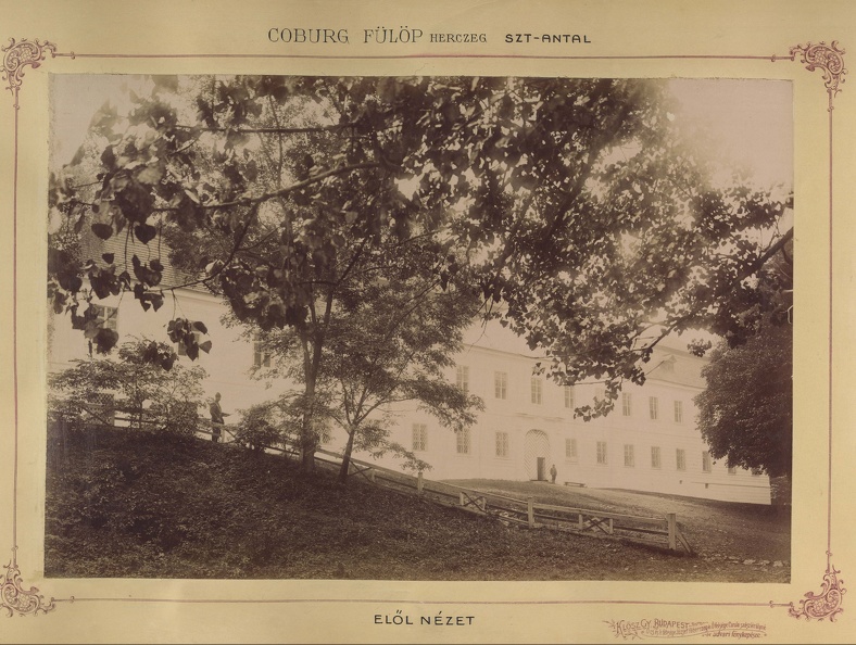 "Coburg Fülöp herceg szentantali kastélya. A felvétel 1895-1899 között készült." A kép forrását kérjük így adja meg: Fortepan / Budapest Főváros Levéltára. Levéltári jelzet: HU.BFL.XV.19.d.1.12.063