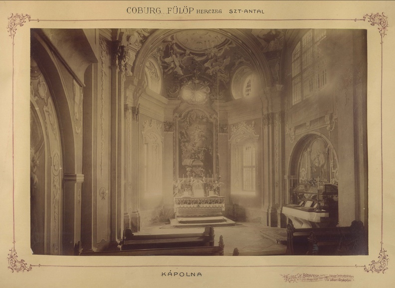 "Coburg Fülöp herceg szentantali kastélya. A felvétel 1895-1899 között készült." A kép forrását kérjük így adja meg: Fortepan / Budapest Főváros Levéltára. Levéltári jelzet: HU.BFL.XV.19.d.1.12.068