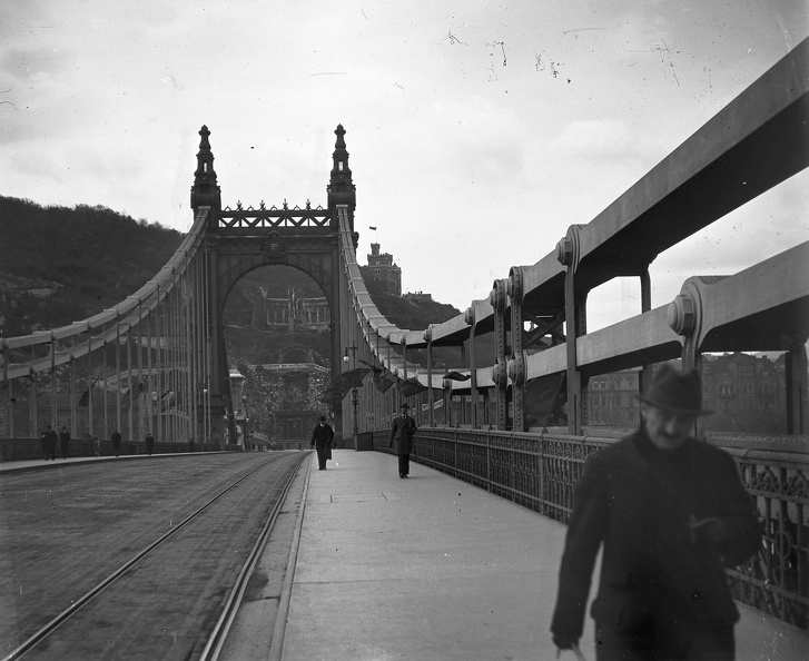 Erzsébet híd a Szent Gellért szobor felé nézve.