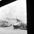 Cunard White-Star Line dokkja, középen az RMS Aquitania, balra az RMS Lancastria gőzös gőzhajóval.