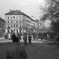 József körút a Baross utcától a Rákóczi tér felé, balra a Rökk Szilárd utca torkolata.