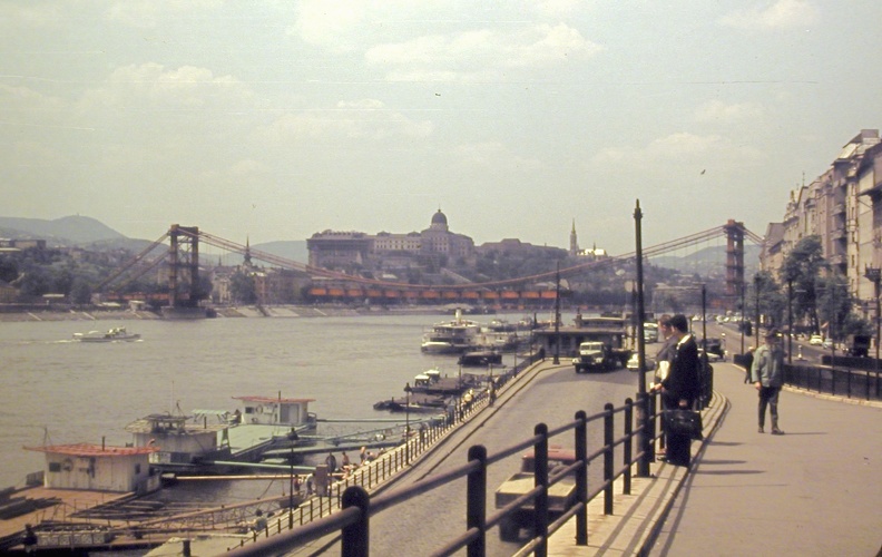az épülő Erzsébet híd a Belgrád rakpartról.