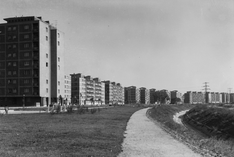 Fiastyúk (Thälmann) utcai lakótelep, Tahi utca, játszótér a Rákos-patak partjánál.
