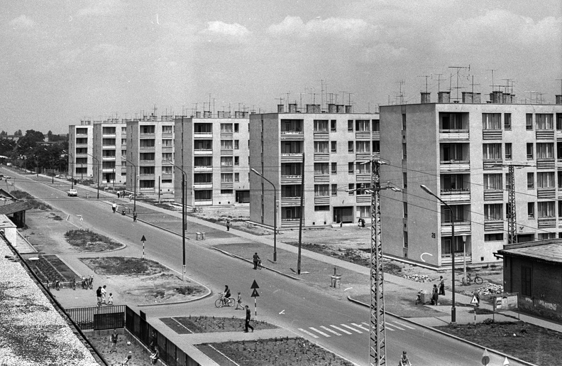 Kazinczy lakótelep, Kazinczy utca az iskolától a Szarvasi út felé nézve.